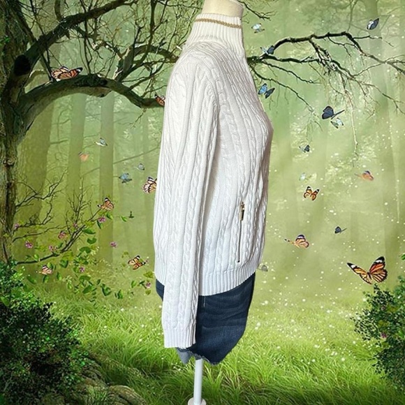 Ralph Lauren Double RL White Cable Knit Cardigan - Picture 6 of 8